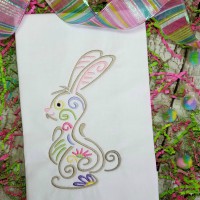 Swirly Easter Bunny Machine Embroidery Design